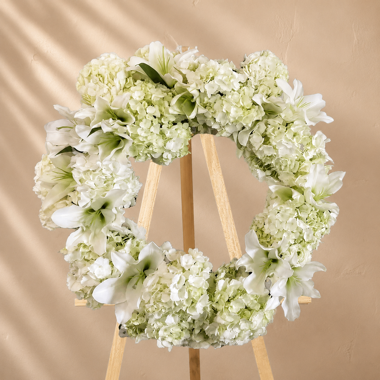 Monochromatic Pure White Wreath with Easel