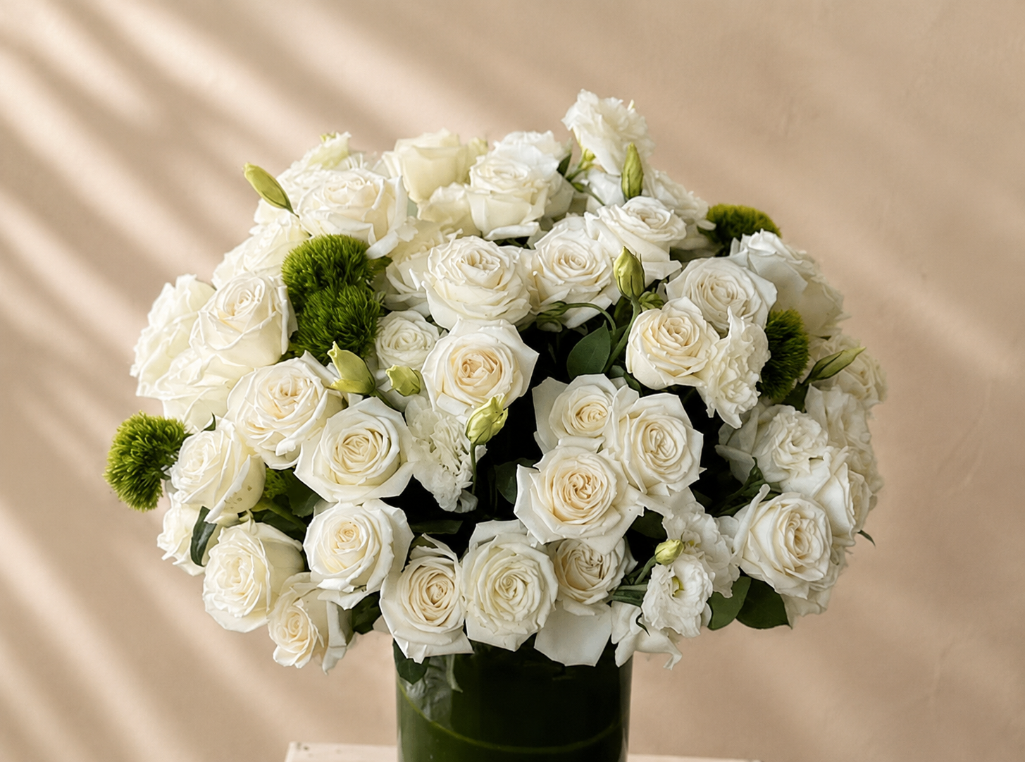 Moonlit Elegance, 75 White Roses Arrangement