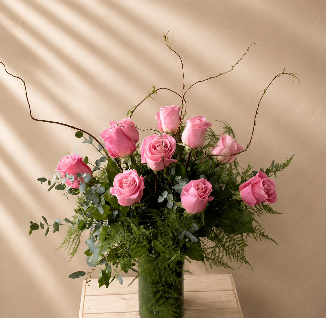 One Dozen Pink Roses