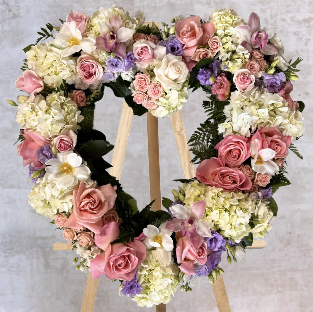 Cherished Heart Memorial Wreath with Easel