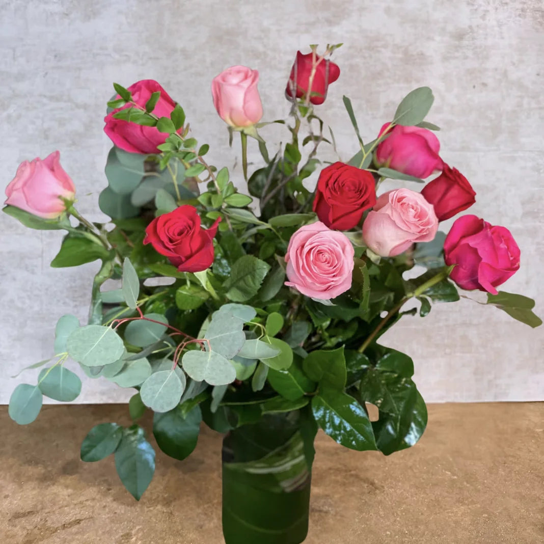 Dozen Multi Color Rose Design